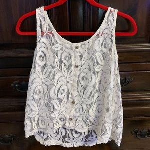 White lace cover up top for beach